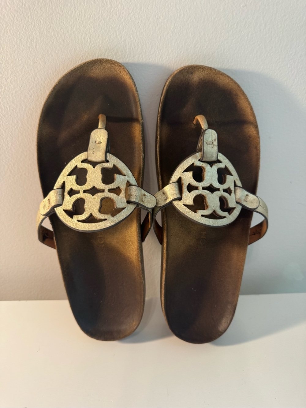 Tory Burch Miller Cloud Sandals Gold size 9